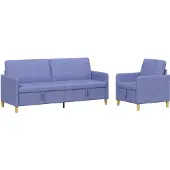vidaXL Ensemble de canapés avec rangement, 2 pièces, bleu jean, polyester