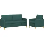 vidaXL Ensemble de canapés avec rangement, 2 pièces, polyester vert foncé