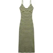 Superdry Femme Robe Longue Côtelée à Rayures Green Taille: 38
