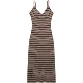 Superdry Robe Longue Sans Manches Stripe Rib Jersey