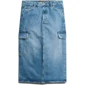 Superdry Denim Cargo Pocket Midi Skirt Bleu 30 Femme