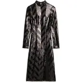 Superdry pour femme. W8011850A Robe noire à motif chevron et dos nu (S), Fête, Polyester, Manche longue