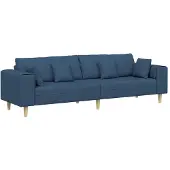 vidaXL Canapé avec coussins, bleu, 250 x 77 x 76 cm, tissu