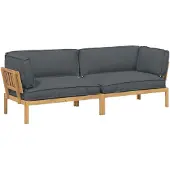 vidaXL Ensemble canapé avec coussins Uni 2 pièces Anthracite Bois massif Acacia