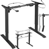 TecTake Cadre de bureau assis debout, réglable en hauteur électriquement 85-129x65x71-121cm - noir