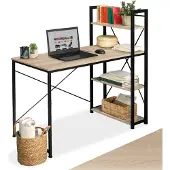 TecTake Bureau informatique HERSHEY 122x61x120cm - Bois clair industriel, Chêne Sonoma