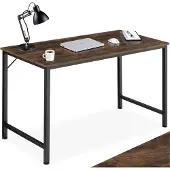 TecTake Table de bureau Jenkins - Bois foncé industriel, rustique, 140 cm