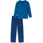 Schiesser Pyjama long ' Comfort Essentials ' bleu marine / bleu roi