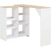 vidaXL Table de bar avec étagère mobile blanc 138x39x110 cm