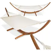 TecTake - XXL hamac cadre en bois dur - tapis balançoire inclinable - 415 x 150 x 124 cm - 401995