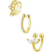 Hey Happiness Boucles d'oreilles 'Cuff Trio' or