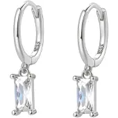 Hey Happiness Boucles d'oreilles 'Baguette' argent