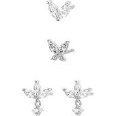 Hey Happiness Boucles d'oreilles 'Floral' argent