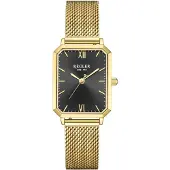 Régler Montre à affichage analogique 'Élégance Mesh Gold - Black' or