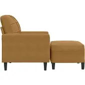 vidaXL Fauteuil avec pouf Marron 60 cm Velours