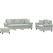 vidaXL Ensemble de canapés 3 pièces avec coussins gris clair velours