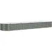 vidaXL Lit surélevé de jardin Acier galvanisé 368x80x36 cm gris