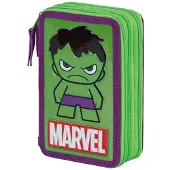 Marvel Porte-plume Hulk - Grande trousse à 3 compartiments, Complètement remplie, 14 x 21 cm