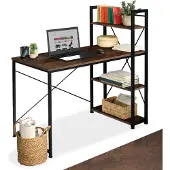 TecTake Bureau informatique HERSHEY 122x61x120cm - Bois foncé industriel, rustique
