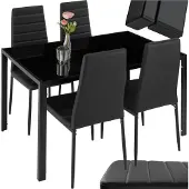 TecTake Ensemble table et 4 chaises BERLIN en acier - noir