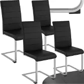 TecTake Chaises de Salle à Manger BETTINA Rembourrées Pieds en métal Argentés Design Moderne - noir, Lot de 4