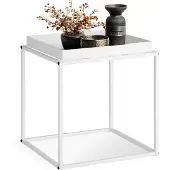 TecTake - Bijzettafel - Kleine salontafel - wit - 40x40x44cm, maximale draagkracht 30kg