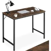 TecTake Table de bureau Jenkins - Bois foncé industriel, rustique, 80 cm
