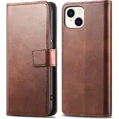 IMoshion Étui de télephone portefeuille de luxe pour Apple iPhone 14 / 13 - Marron foncé