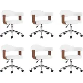 vidaXL Chaise de salle à manger pivotante 6 pcs. Blanc Bois courbé et similicuir
