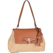 GUESS Maggie Straw Shoulder Bag Beige,Marron