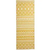 Homescapes Tapis d'extérieur résistant aux intempéries, tapis de passage jaune et blanc 75 x 200 cm, tapis de jardin Anna à motifs ethniques, tapis de balcon réversible