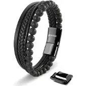 SERASAR Bracelet 'Stone' noir