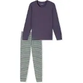 Schiesser Pyjama 'Casual Essentials' beige / bleu foncé / vert pastel