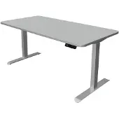 Kerkmann Move 3 Premium höhenverstellbarer Schreibtisch lichtgrau rechteckig T-Fuss-Gestell silber 1