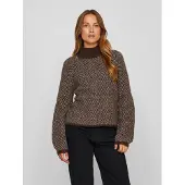 Vila Pull-over 'Vilory' brun foncé / blanc