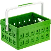 Sunware Bac de transport pliant Square , L 435 x l. 310 x H 213 mm, 24 litres, avec poignées et hanse, vert/blanc