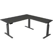 Kerkmann Move 3 elegant höhenverstellbarer Schreibtisch anthrazit rechteckig T-Fuss-Gestell grau 180