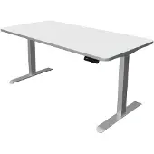 Kerkmann Move 3 Premium höhenverstellbarer Schreibtisch weiss rechteckig T-Fuss-Gestell silber 160,0