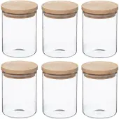 Wellhome Ensemble De Bocaux En Verre Et Bois 600ml 6 Unités