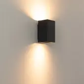 LUSENZ - Applique murale LED 10W noir mat rectangulaire up/downlight
