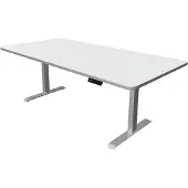 Kerkmann Move 3 Premium höhenverstellbarer Schreibtisch weiss rechteckig T-Fuss-Gestell silber 200,0
