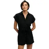 Superdry Belted Utility Playsuit Short Sleeve Romper Noir 2XS Femme