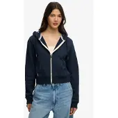 Superdry pour femme. W2012286A Essential Logo Cropped Ziphood navy (M), Casuel, Coton, Marine
