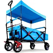 FUXTEC FUXLIFE by Chariot à main FX-CT500 Turquoise - pliable avec pare-soleil | intérieur rembourré | chariot à main pliable et compact avec sac à l'arrière Turquoise