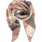 Kumixi Écharpe 'Karo' gris foncé / rosé / blanc cassé