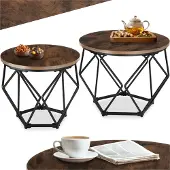 TecTake 2 tables basses Benham - Bois foncé industriel, rustique