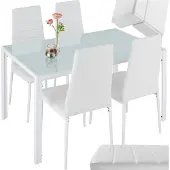 TecTake Ensemble table et 4 chaises BERLIN en acier - blanc