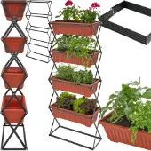 TecTake Jardinière verticale avec 4 bacs à fleurs 52 x 21 x 127 cm - marron