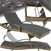 TecTake Chaise longue en rotin et aluminium Océane - marron naturel