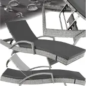 TecTake Chaise longue en rotin et aluminium Océane - gris clair